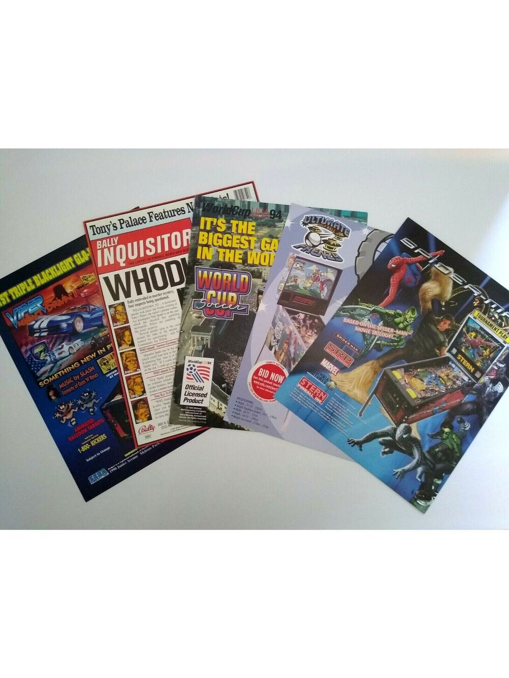 Pinball FLYERS Lot of 5 Games Spider-Man Viper World Cup Whodunnit Frenzy #16